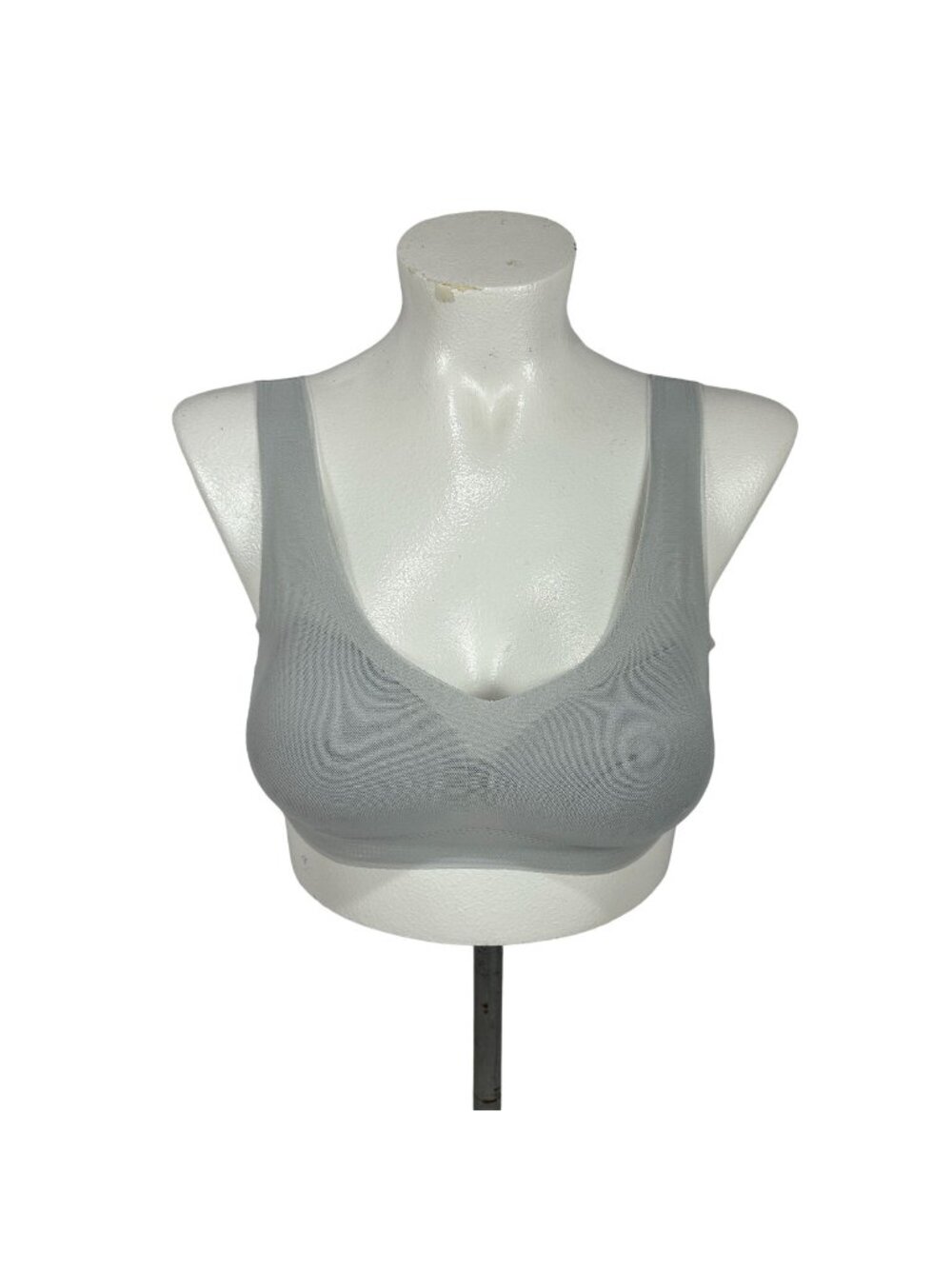 Seamless Gray Padded Wireless Bra Size L Soft Comfortable Knit Fabric